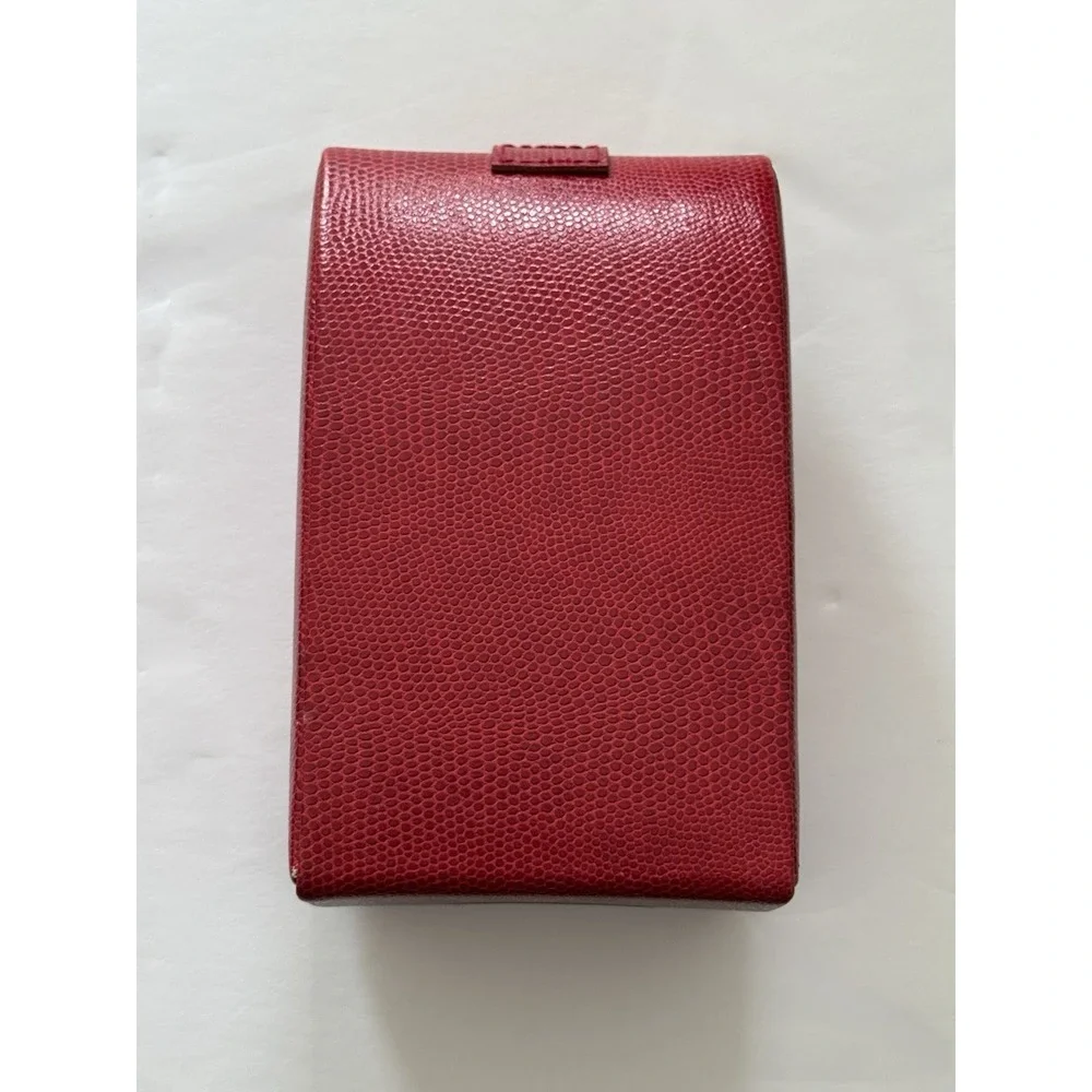 Wolf Designs Red Vintage Pebble Leather Folded Travel Jewelry Box